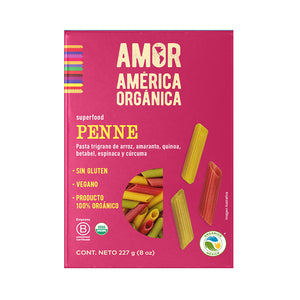 Pasta trigrano con vegetales penne 227g- Amor América Orgánica