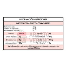 Cargar imagen en el visor de la galería, Brownie sin gluten con chispas 65g - Alma Vegana