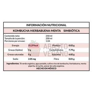 Kombucha Hierbabuena-Menta 250 ml - Kombucha Simbiótica