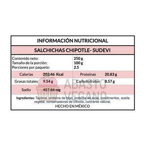 Salchicha Chipotle 6 piezas 250g - Sudevi