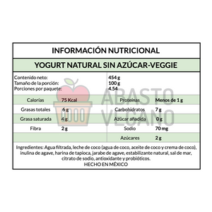 Yogurt Natural sin Azúcar 454 g - Veggie Delicatessen