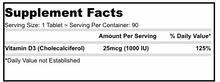 Cargar imagen en el visor de la galería, Vitamina D 25mcg 90 tabletas- DEVA Nutrition
