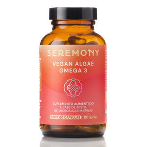 Vegan omega 3 DHA y EPA a base de aceite de fitoplancton marino 120 cápsulas de 500 mg C/U- SEREMONY