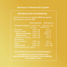 Cargar imagen en el visor de la galería, Vitamina D3 Líquida en gotas 30ml- SEREMONY
