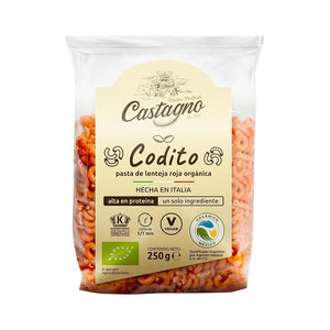 Codito de lenteja roja orgánica, sin gluten 250g- Castagno