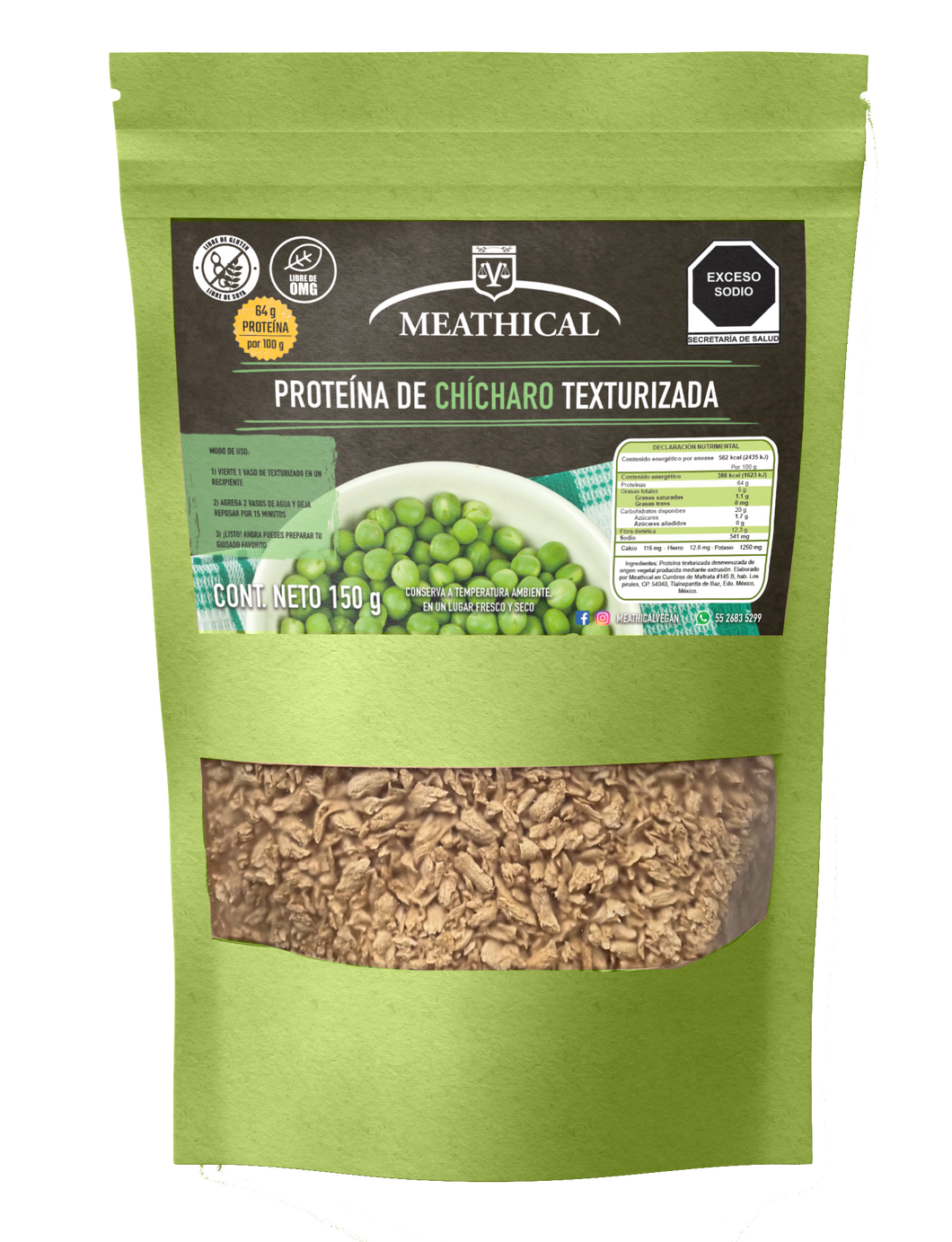 Proteína de chícharo texturizada 150 g - Meathical