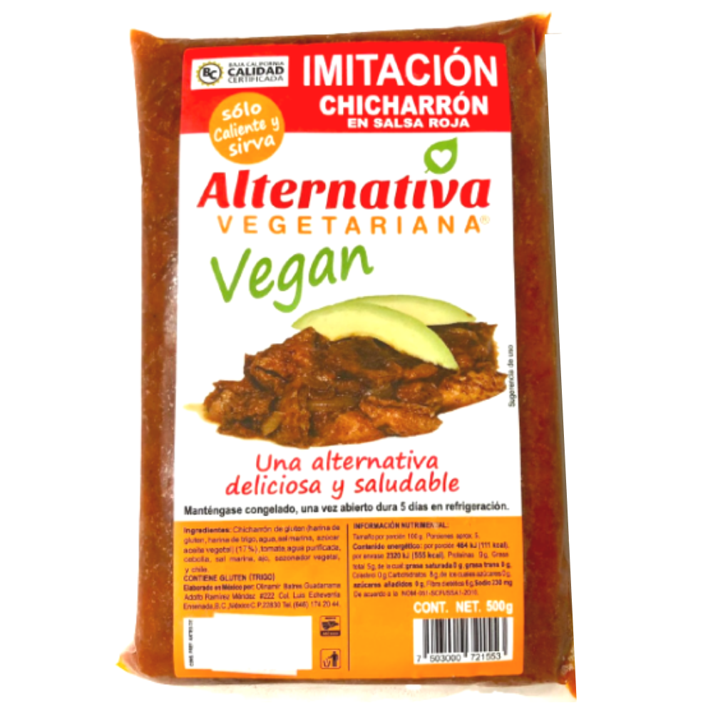 Imitación Chicharrón en salsa roja 500 gr - Alternativa Vegetariana