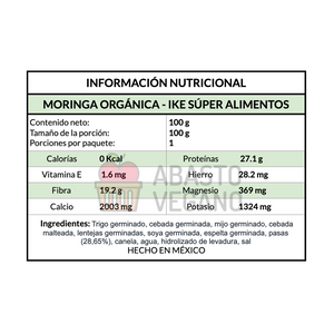 Moringa orgánica 100g - Ike Super Alimentos