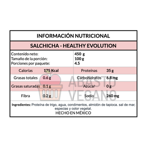 Salchichas 8 pzas (450 g) - Healthy Evolution