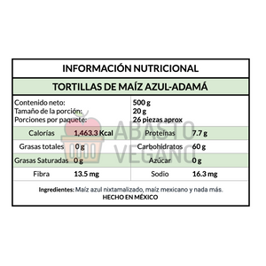 Tortillas de Maiz Azul Adamá 500g